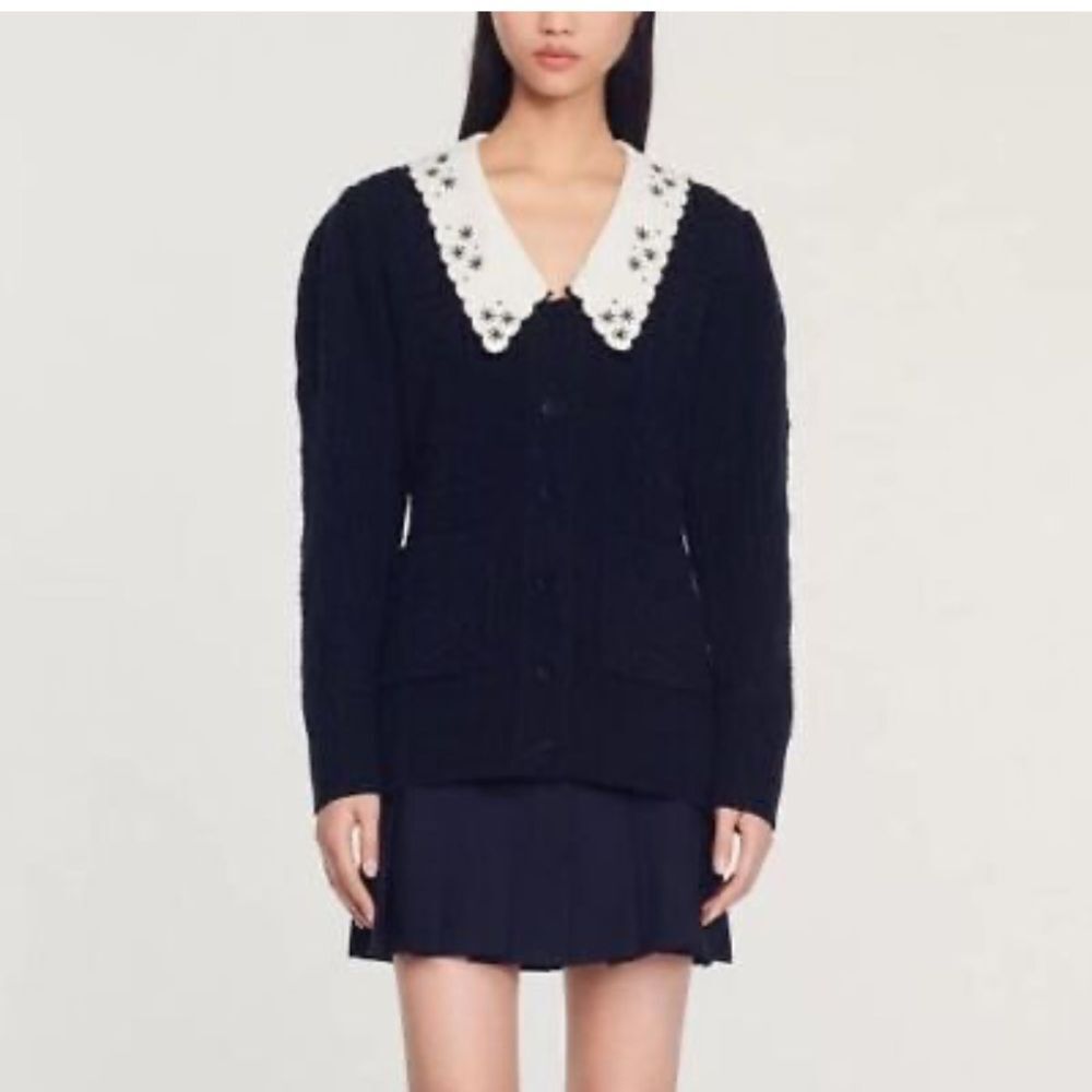 Sandro Embroidered
Knit Cardigan Sweater - Picture 3 of 7